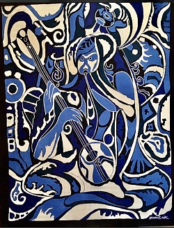 The Sitar player /80x70 /Batiks /2004