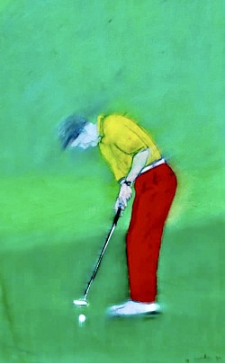 Putting in golf /50x60 /dry pastel /1994