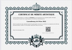 Certificat pour le Artist plus méritante par Luxembourg art Prize 2022 🙏🏽