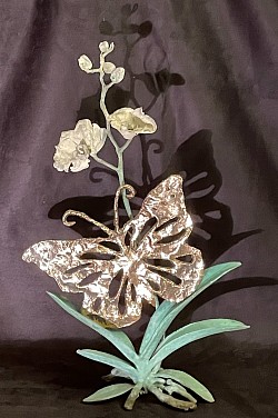 Orchidée et le papillon / Bronze /50 cm de hauteur 2021